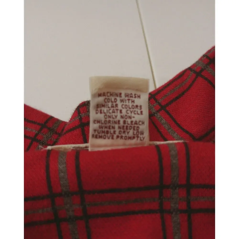 Vintage Bechamel Red Plaid Cotton Button Front Jacket Shacket XL Cottagecore